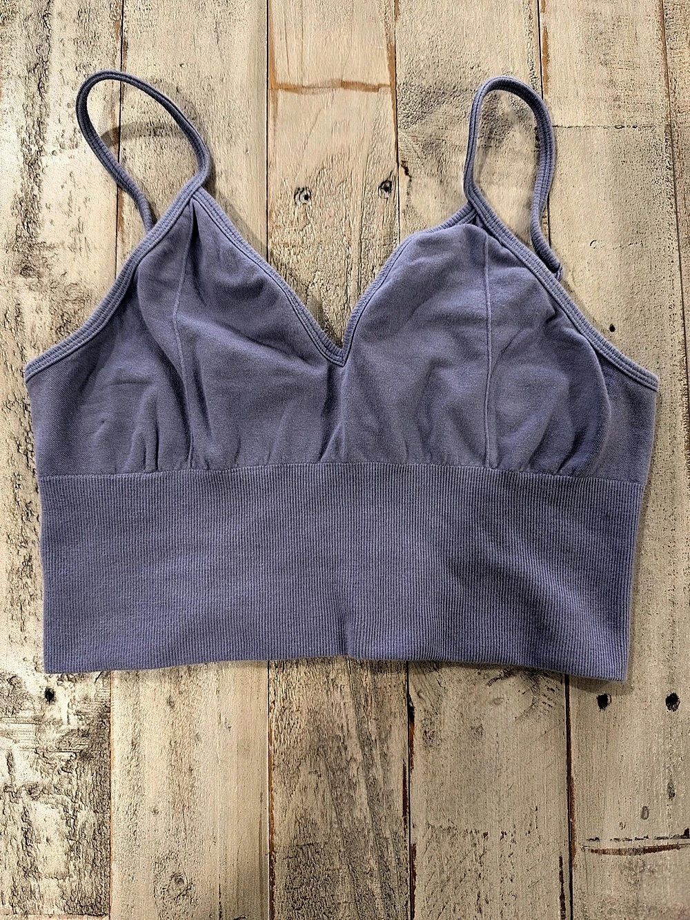 ALO Yoga Delight Bralette- Size L - Light Purple Ribbed Longline Bra
